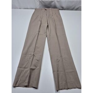 VTG John Alexander Dress Pants Mens 34x36 Beige Wool Pleated Unhemmed NWT Office